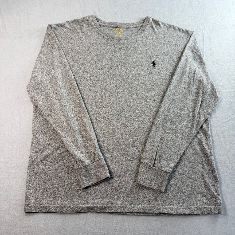 Polo Ralph Lauren T-Shirt Mens L Gray Long Sleeve Cotton Pony Everyday Basics - Picture 2 of 9